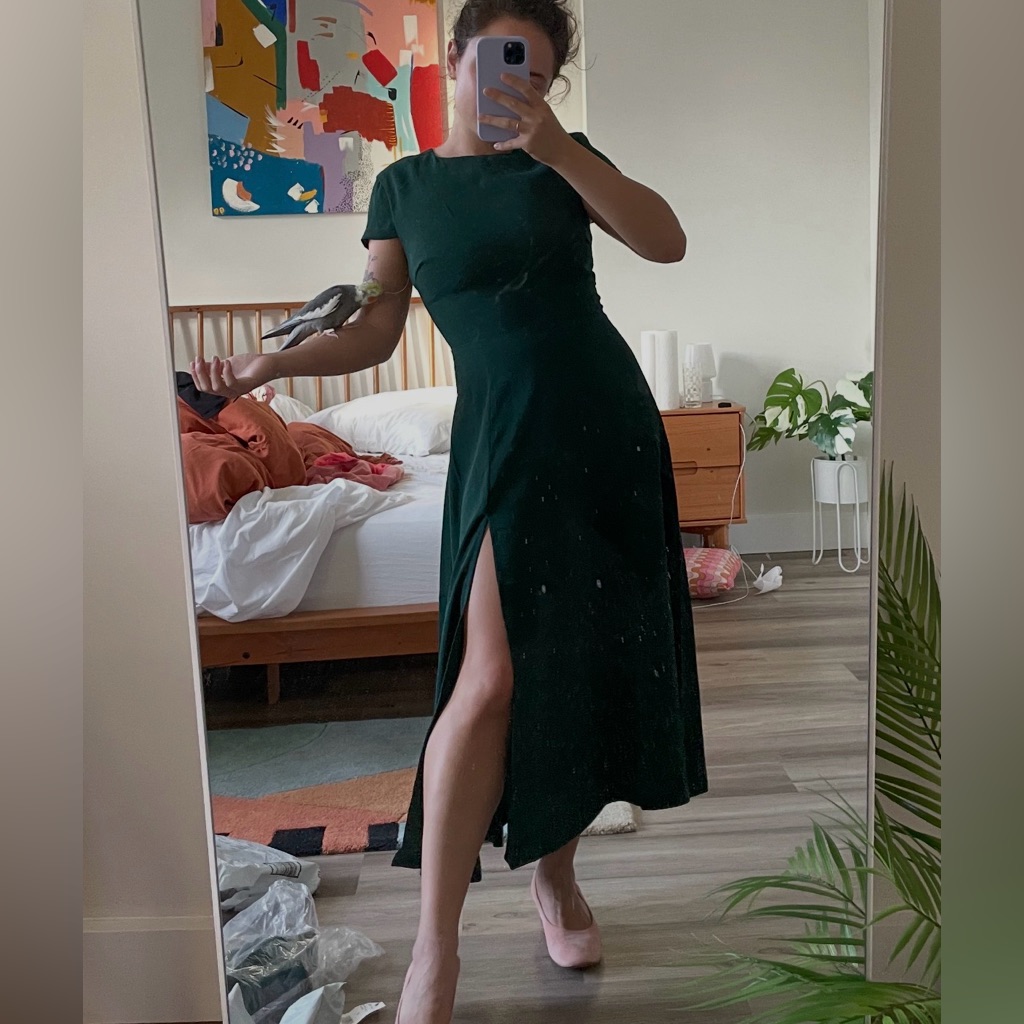 Alexia Admor Green Thigh Slit Midi Dress